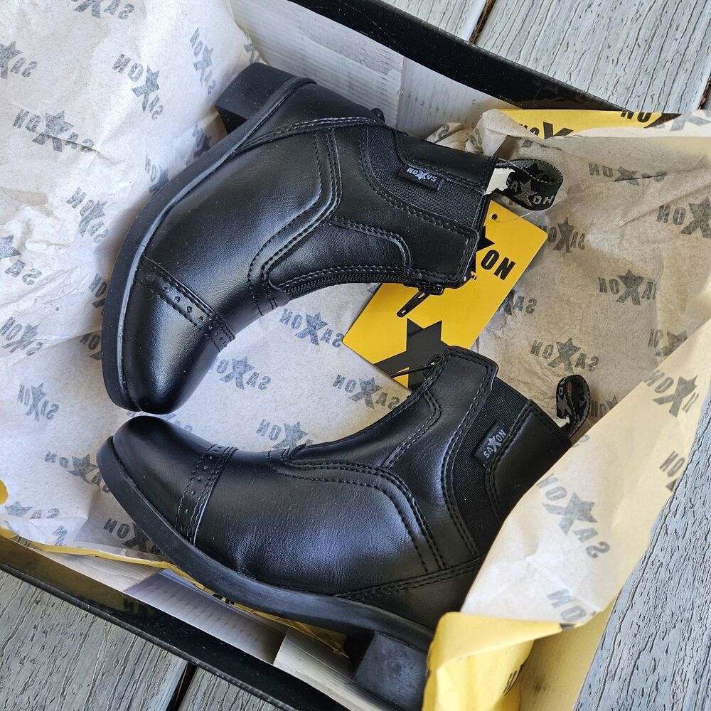 NIB SAXON Syntovia Zip Paddock Boots CHILDS KIDS Ridding Black Sz US 11 / EU 28 - Picture 5 of 7